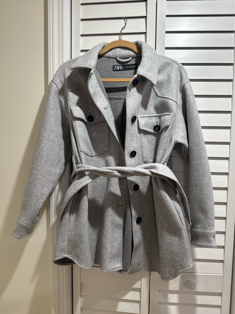 Zara Light Gray Belted Jacket